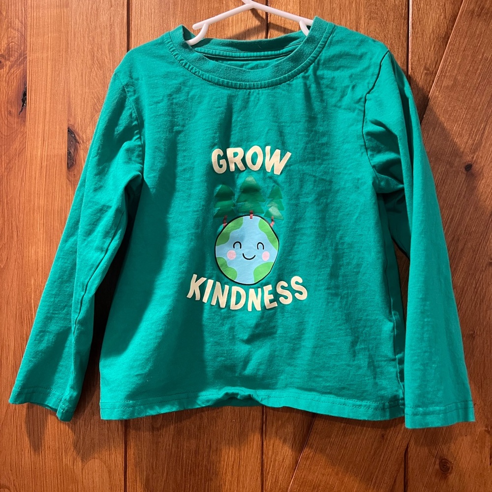 Green Kids Shirt with 'Grow Kindness' Design